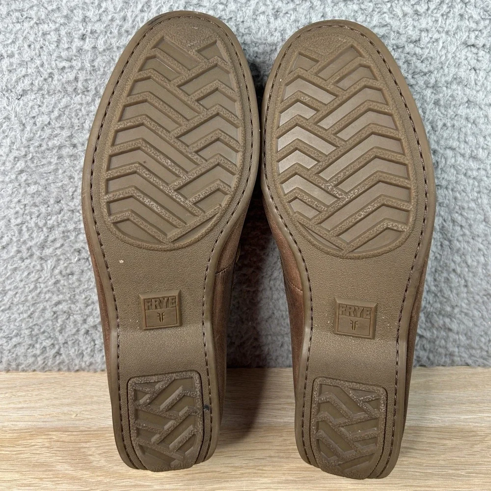 Frye Lewis Tie‎ Shoes Mens Size 8 Brown Leather Moccasin Loafers Casual Comfort
